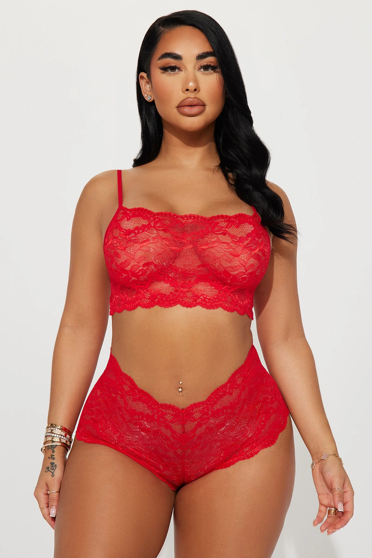 Sultry Moments Lace 2 Piece Set - Red — Vermelho