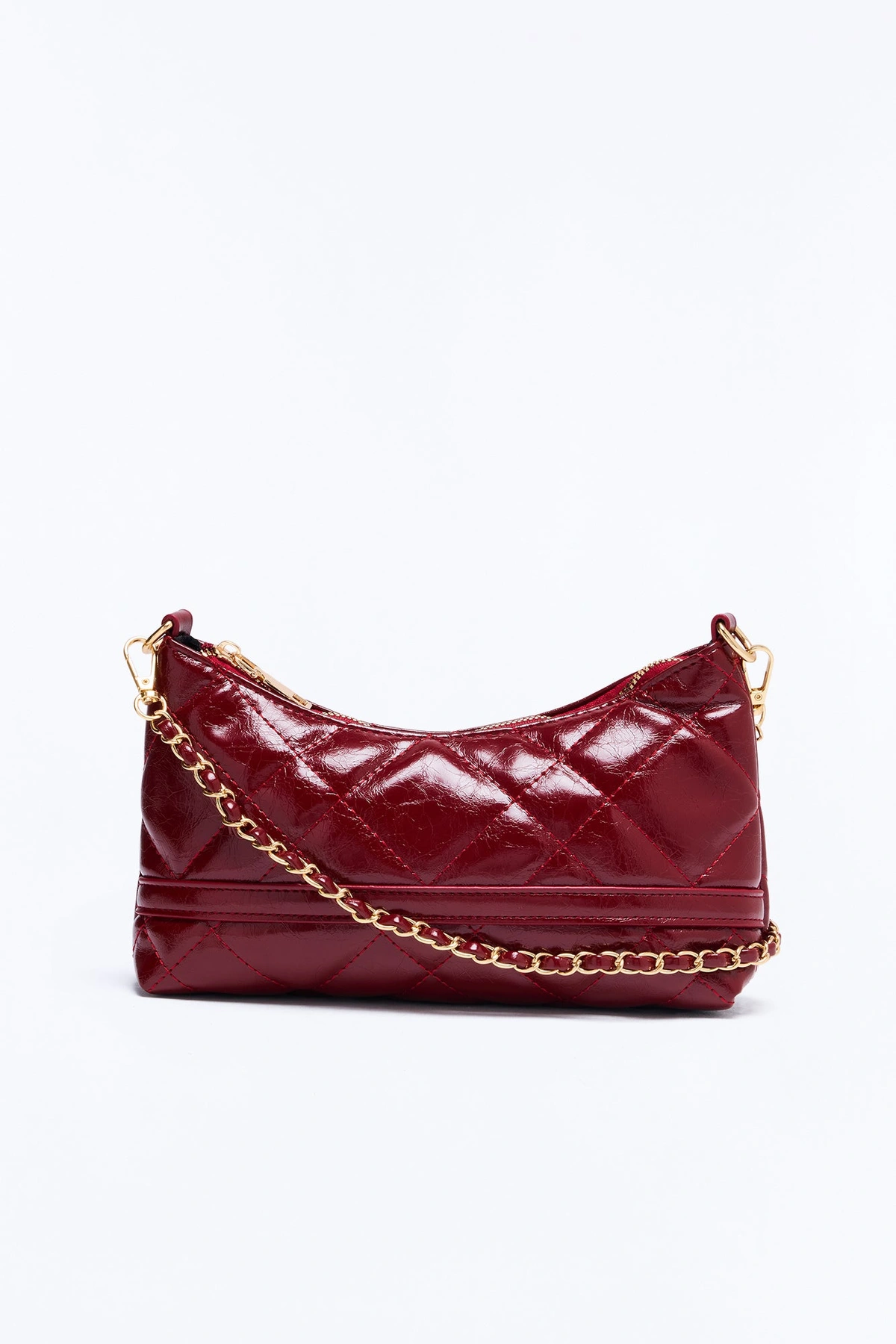 Stitch Please Quilted Faux Leather Shoulder Handbag - Burgundy — Bordô