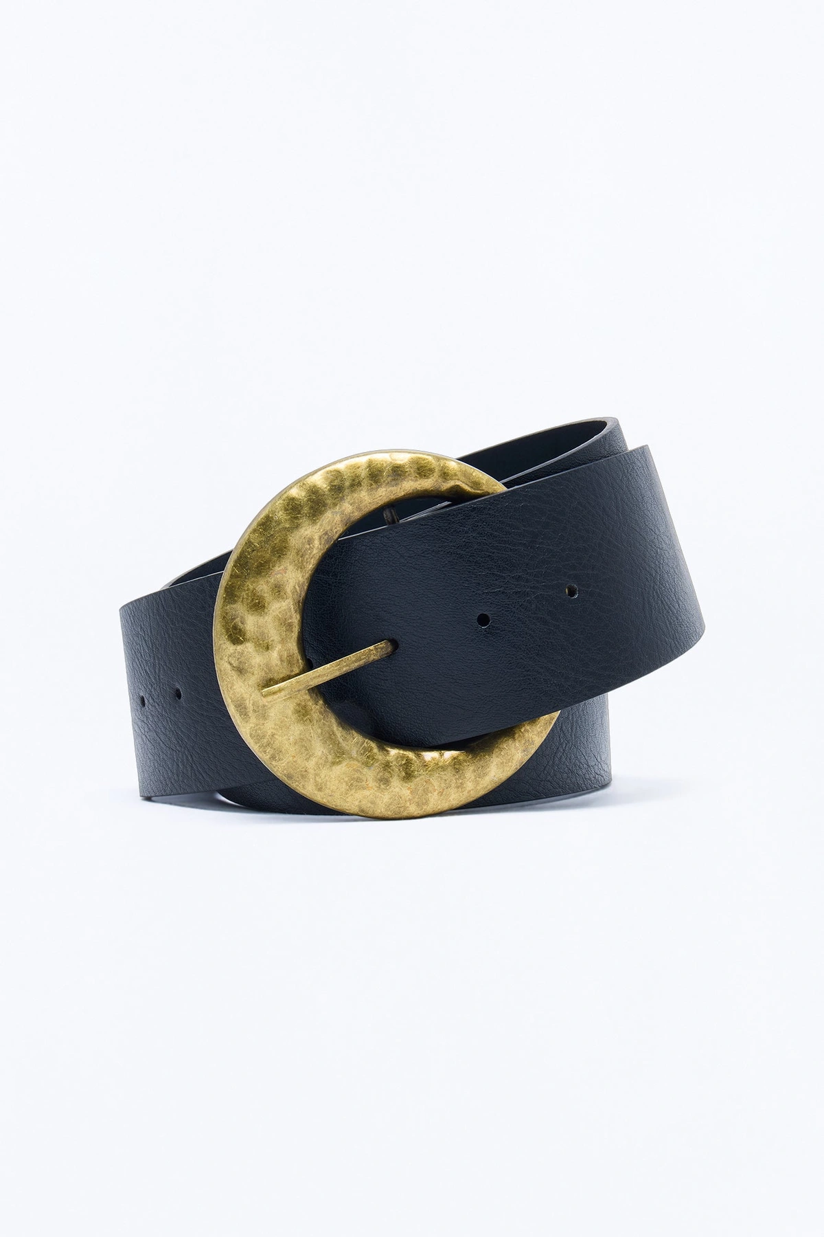 What Goes Around Faux Leather Wide Belt - Black — Preto