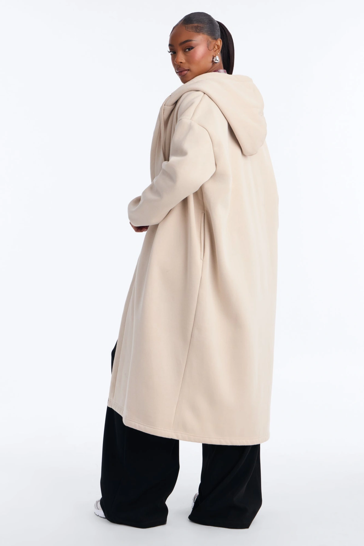 Jolie Cozy Fleece Trench - Stone — Bege-pedra