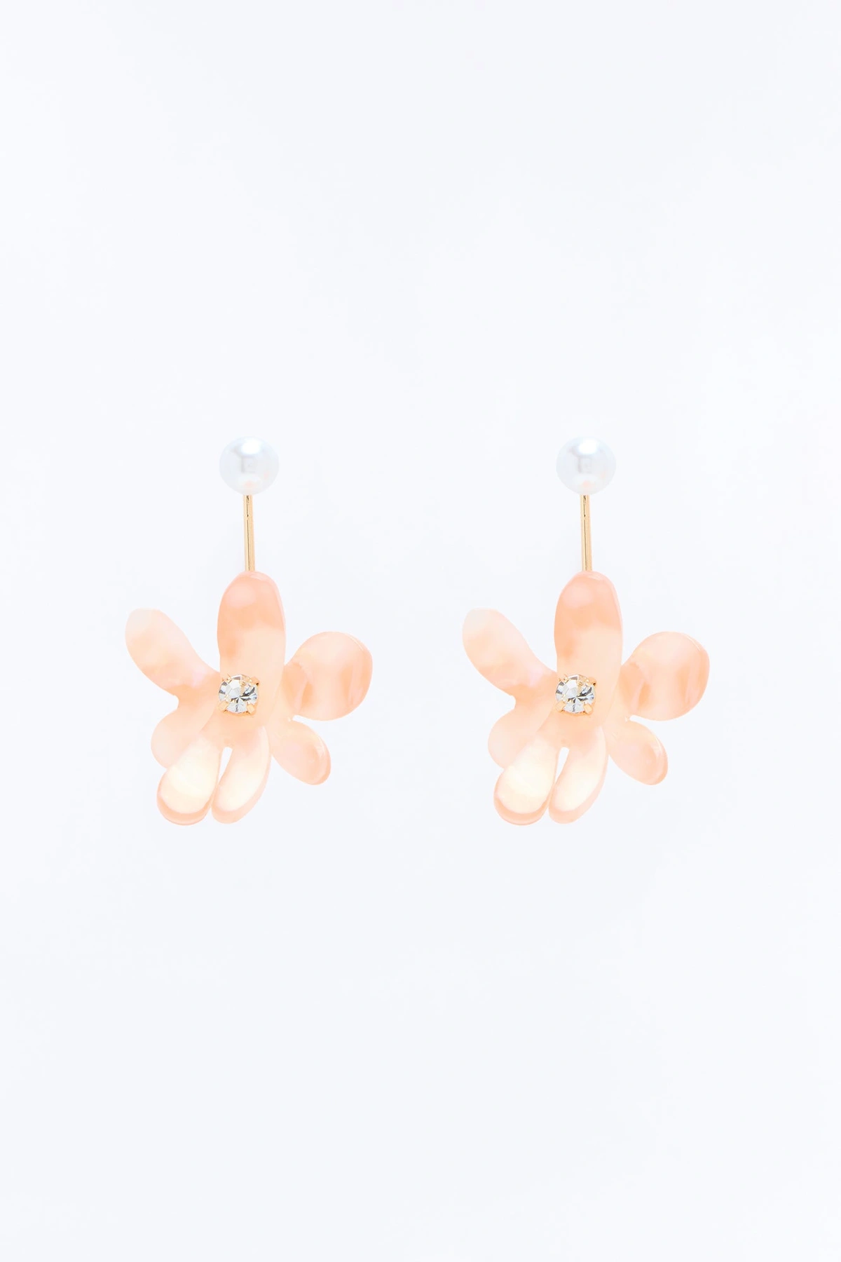 Watch Me Bloom Earrings - Gold/Pink — Dourado/Rosa