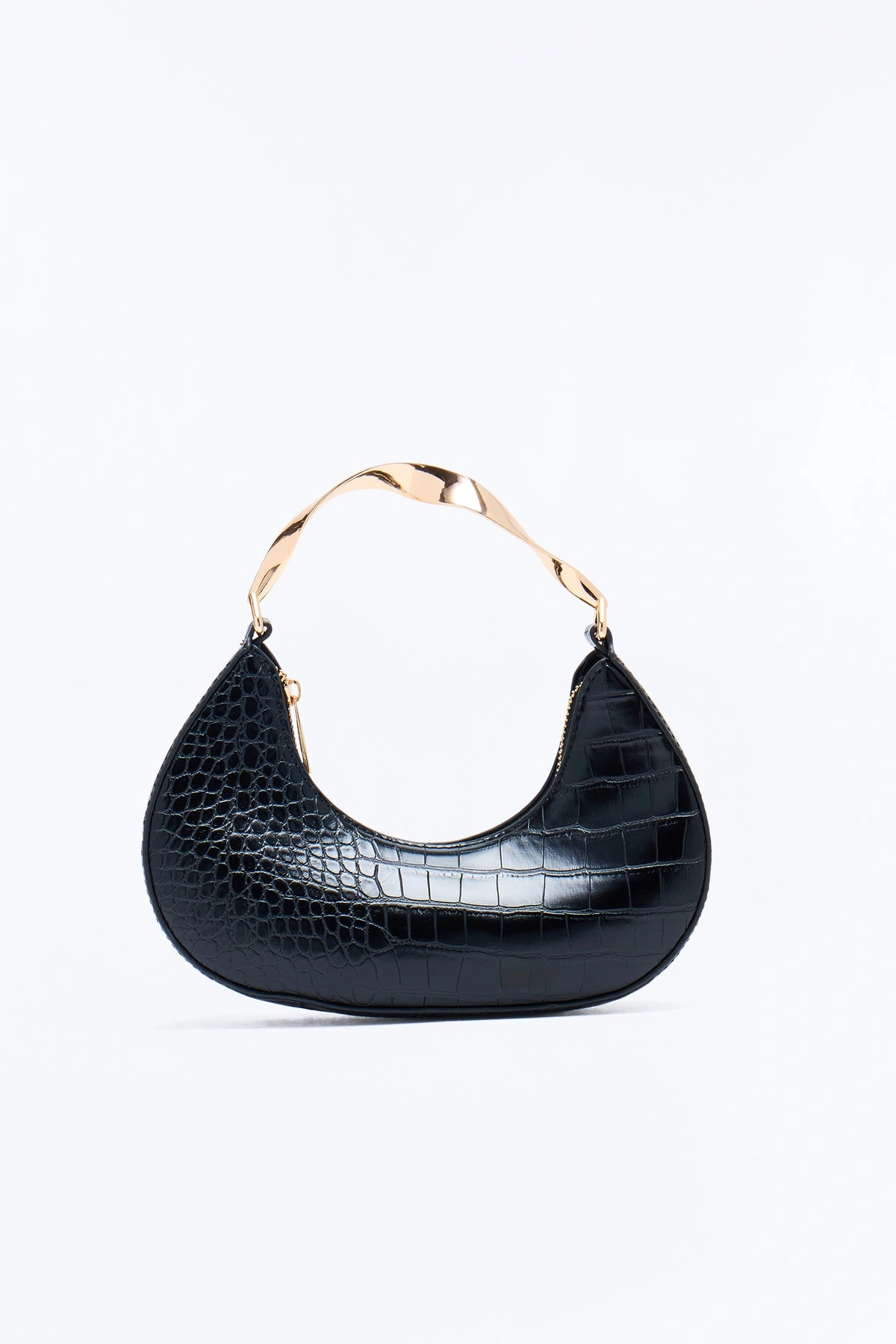 She's Twisted Faux Leather Satchel Handbag - Black — Preto