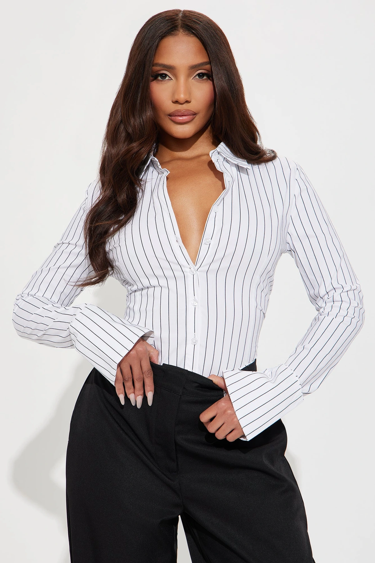 No Time To Chat Striped Poplin Shirt - White/Black — Branco/Preto