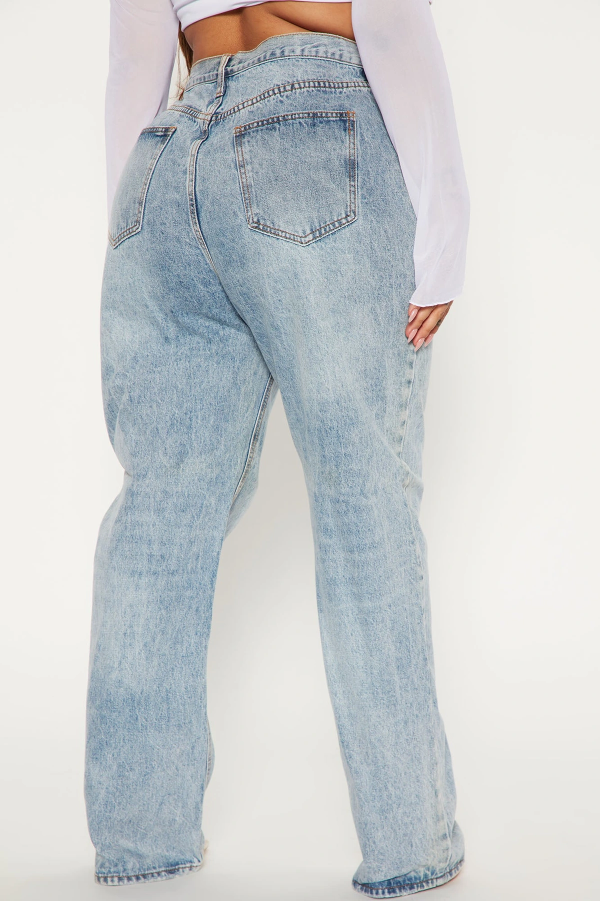 Crossover Straight Leg Jeans - Light Blue Wash — claro Azul lavagem