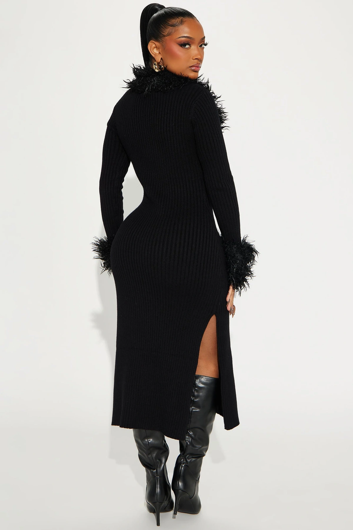 True Royalty Faux Fur Cardigan - Black — Preto