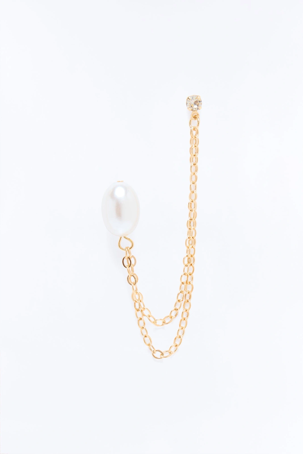 Fresh Water Pearl Double Piercing Earrings - Gold — Dourado