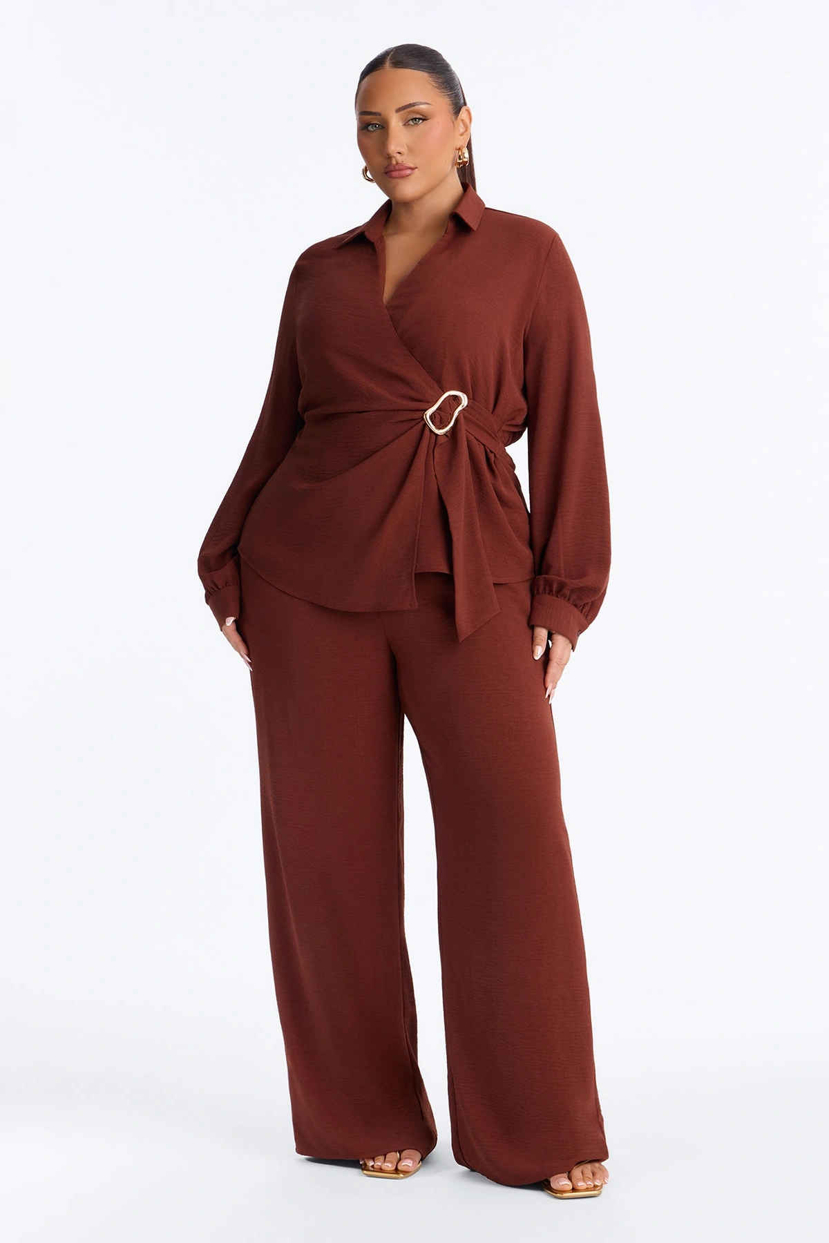 Paulina Airflow Buckle Pant Set - Rust — Ferrugem