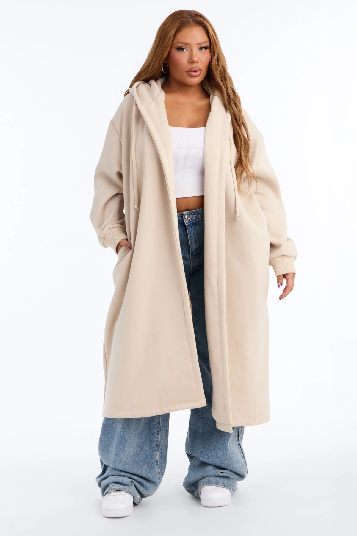 Jolie Cozy Fleece Trench - Stone — Bege-pedra