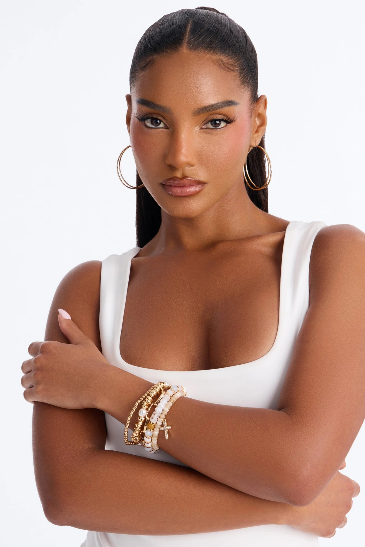 Celestial Cross 5 Piece Bracelet Set - Gold/combo — Dourado/combinação
