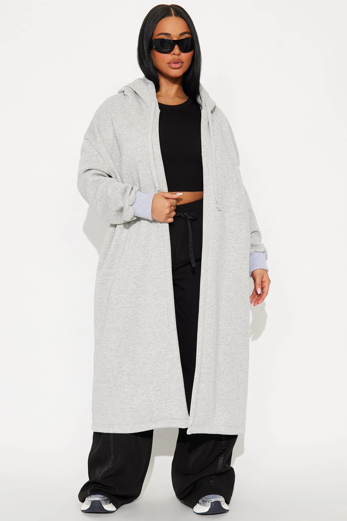 Jolie Cozy Fleece Trench - Heather Grey — Cinzento mesclado