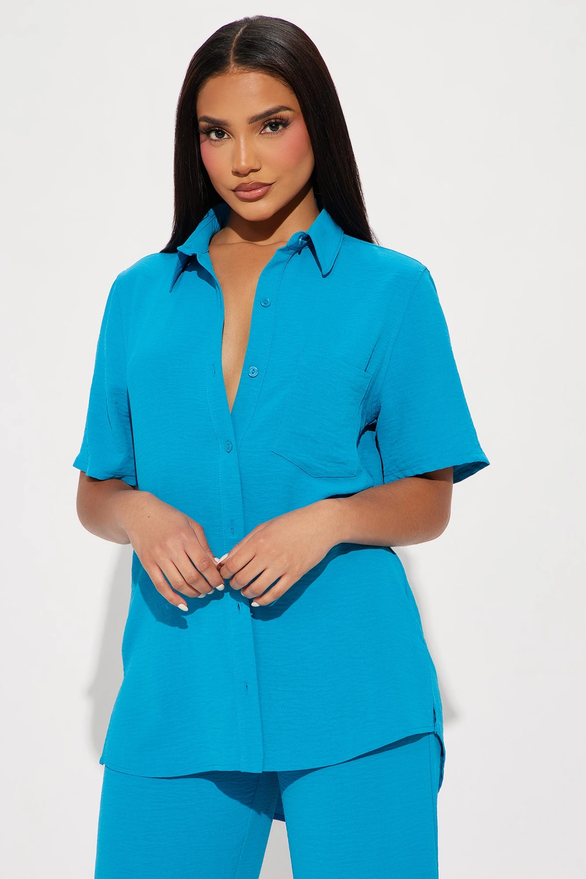 Makenzie Short Sleeve Pant Set - Turquoise — Turquoise