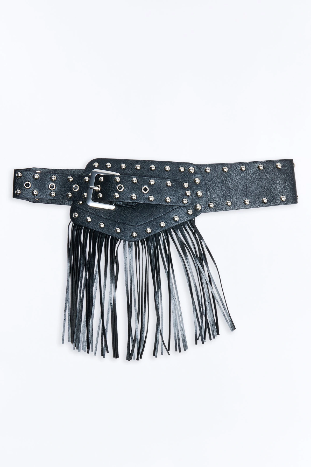High Noon Faux Leather Belt - Black — Preto