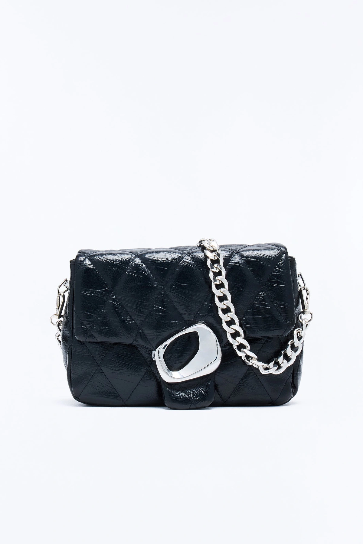 Thread Lightly Faux Leather Shoulder Handbag - Black — Preto