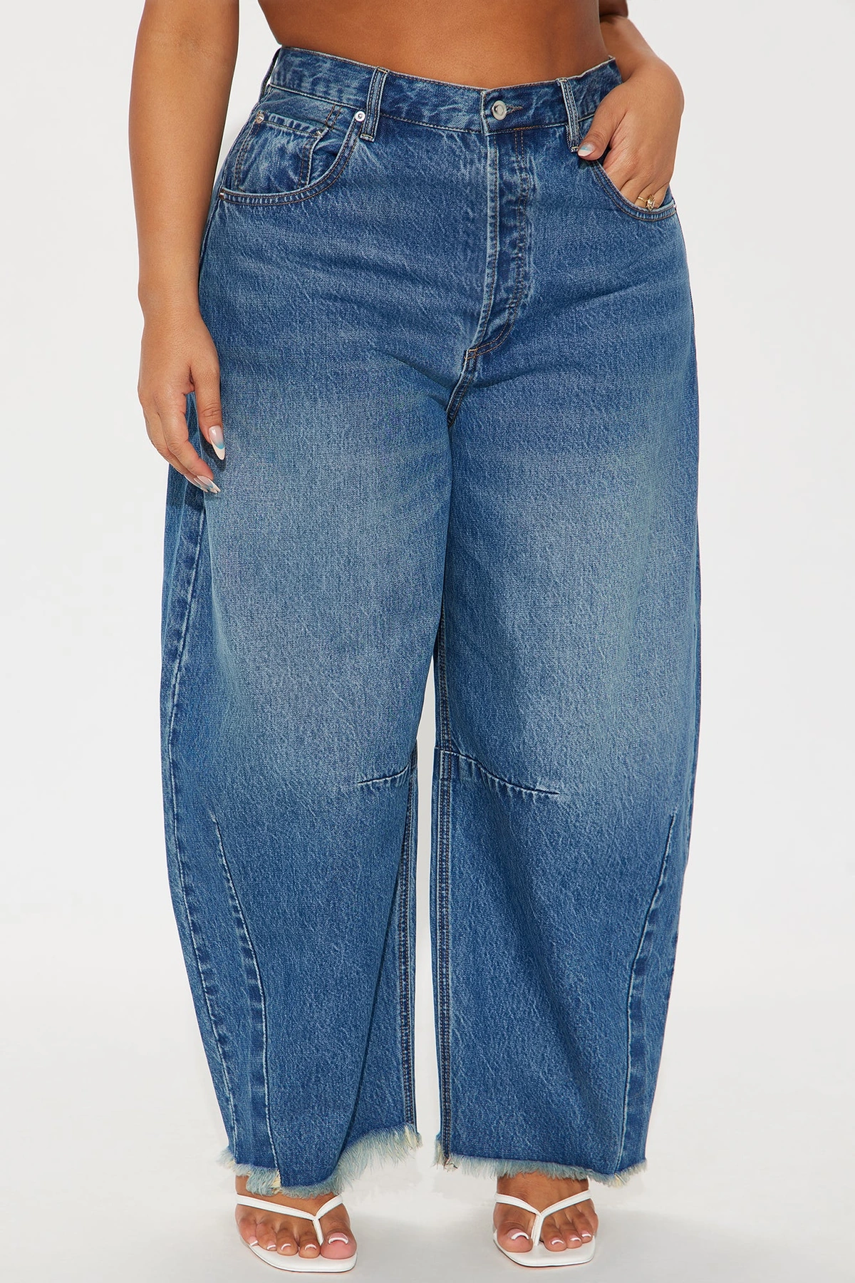 Ciao Bella Barrel Leg Jeans - Medium Wash — Ganga de lavagem média