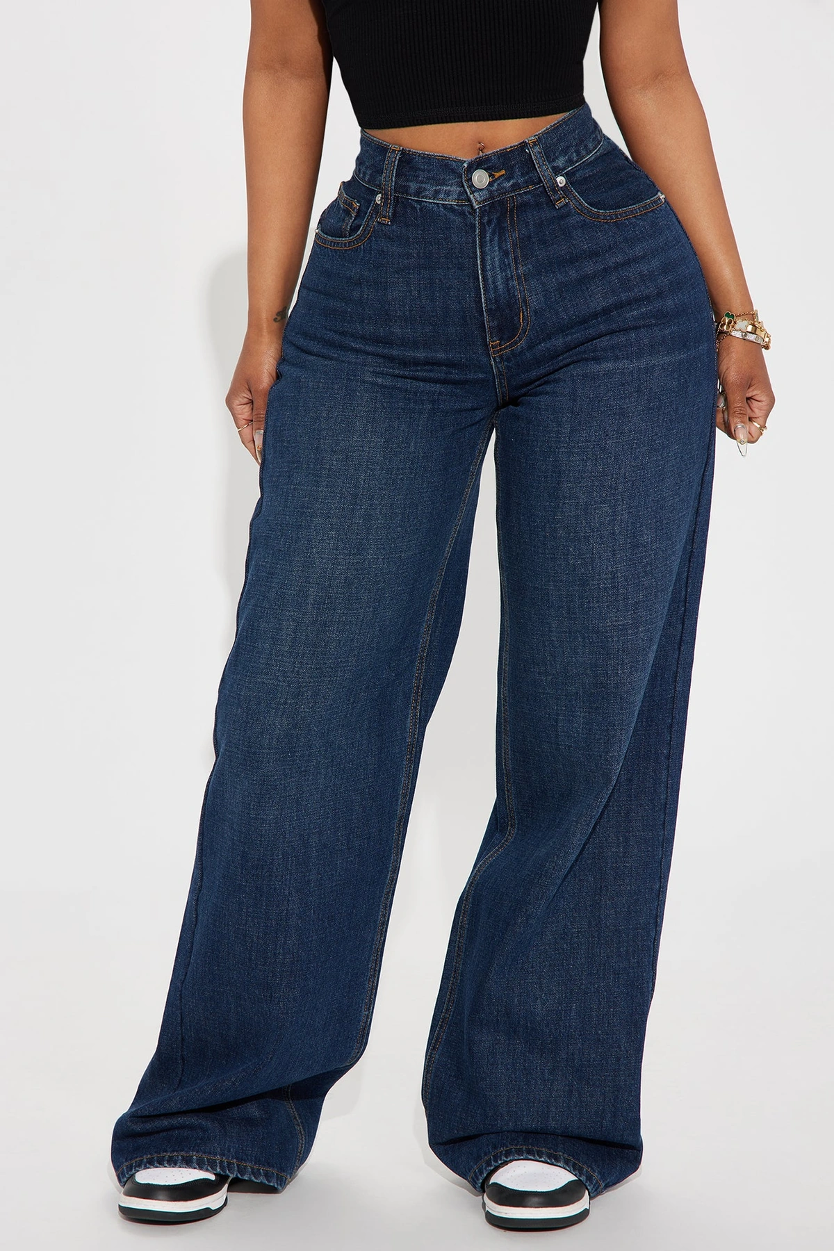 See What I Mean Wide Leg Jeans - Dark Wash — Ganga de lavagem escura