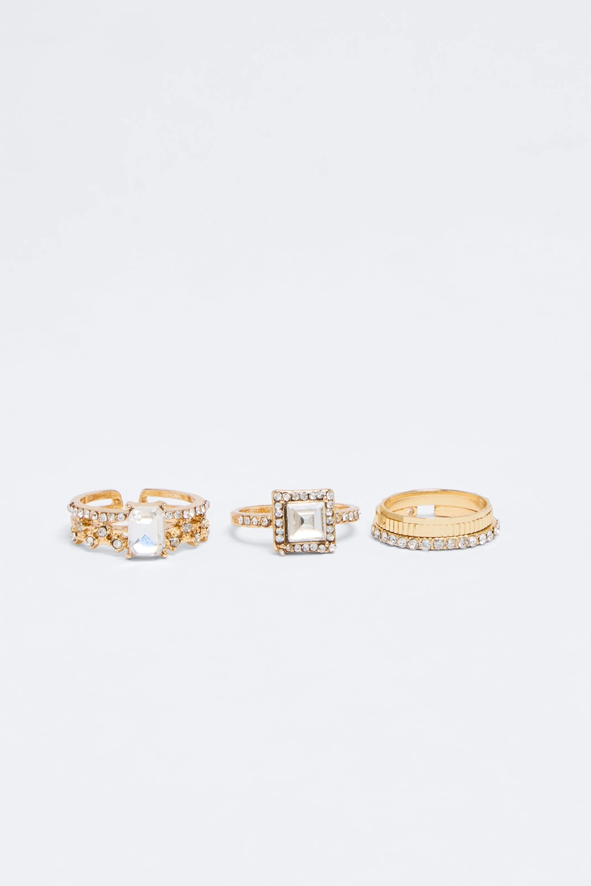 Only Girl Rhinestone 5 Piece Ring Set - Gold — Dourado