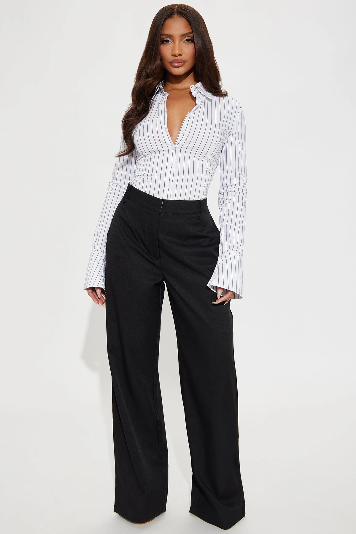 No Time To Chat Striped Poplin Shirt - White/Black — Branco/Preto