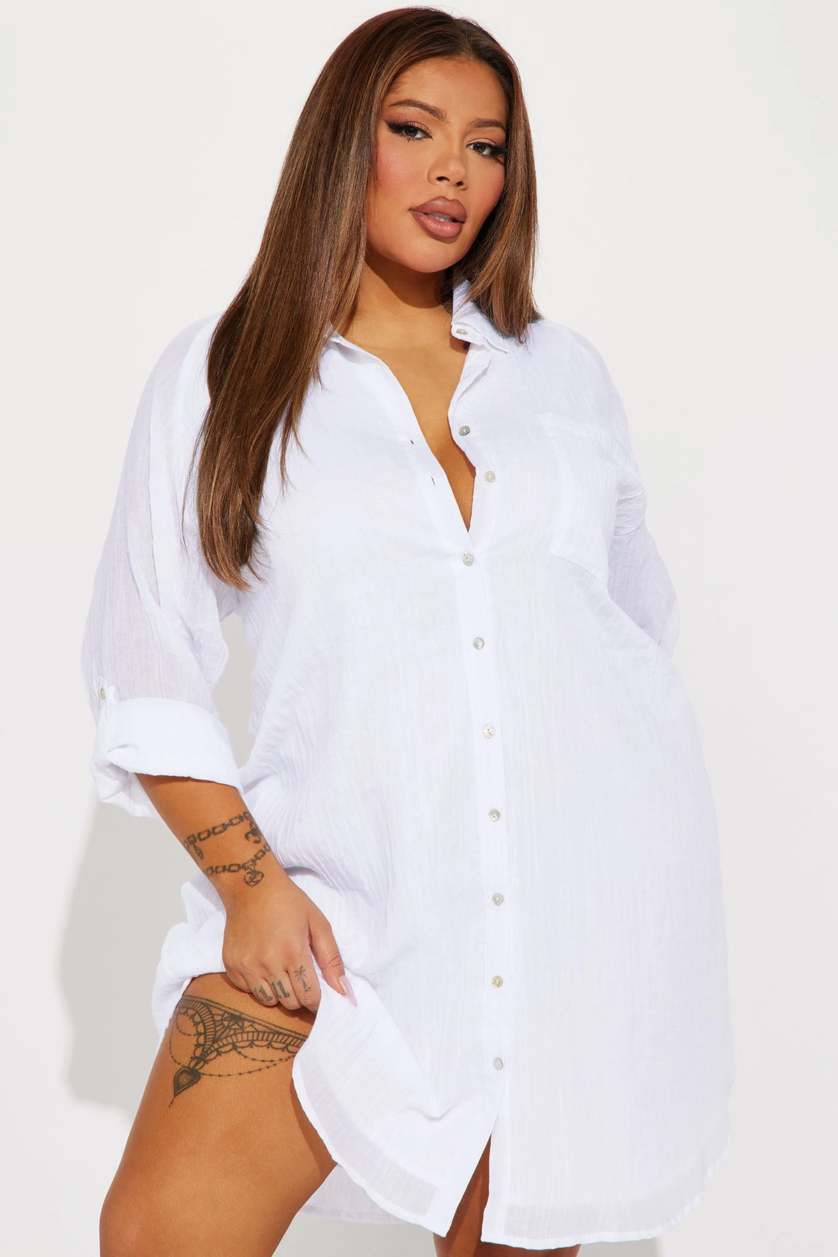 Out Of Office Mini Dress - White — Branco