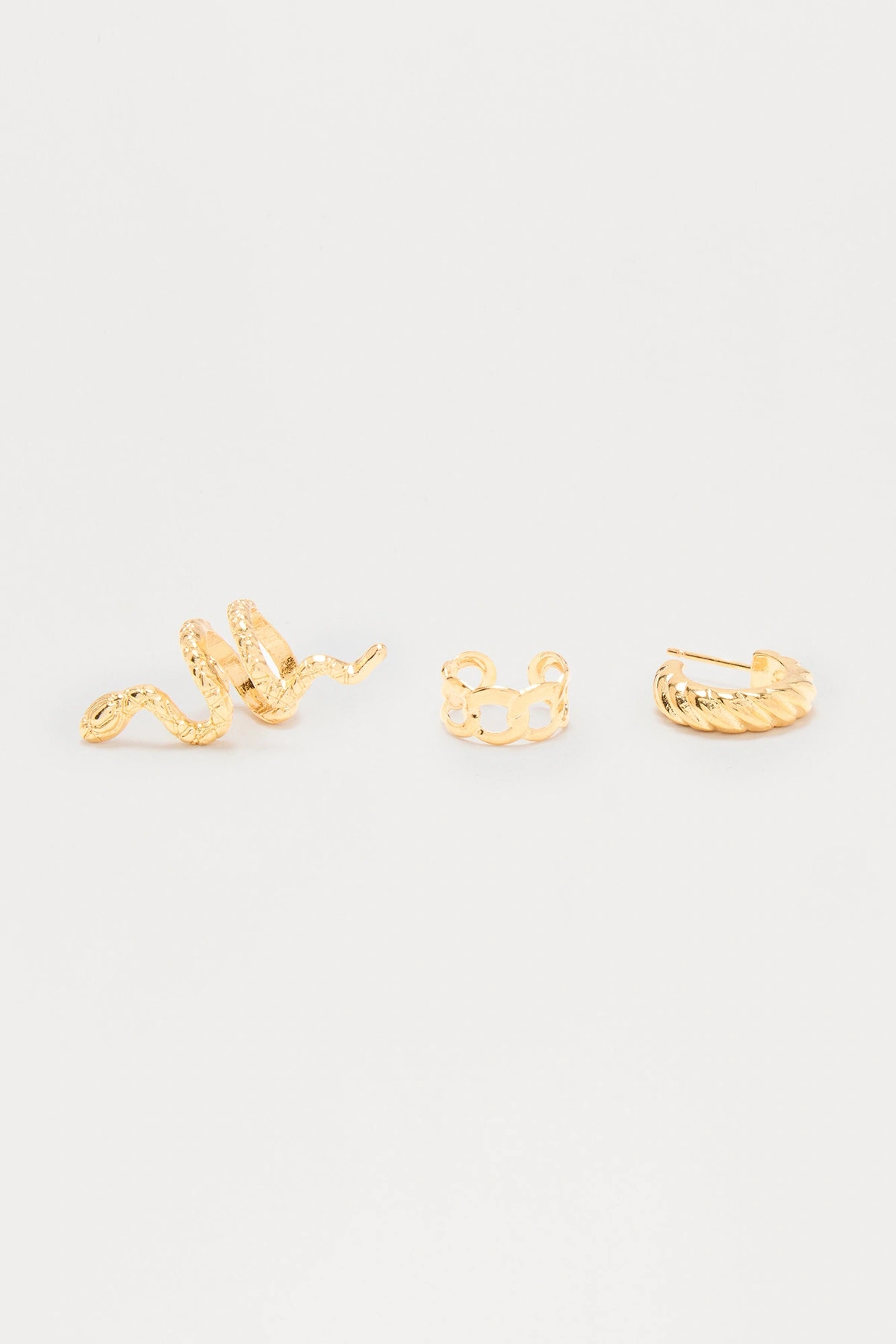 Snake 3 Piece Ear Cuff Set - Gold — Dourado