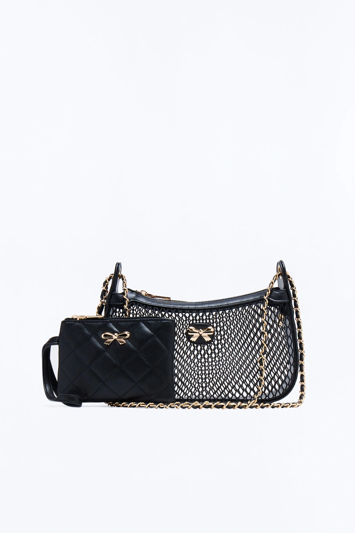 See Right Through Mesh Shoulder Bag - Black — Preto
