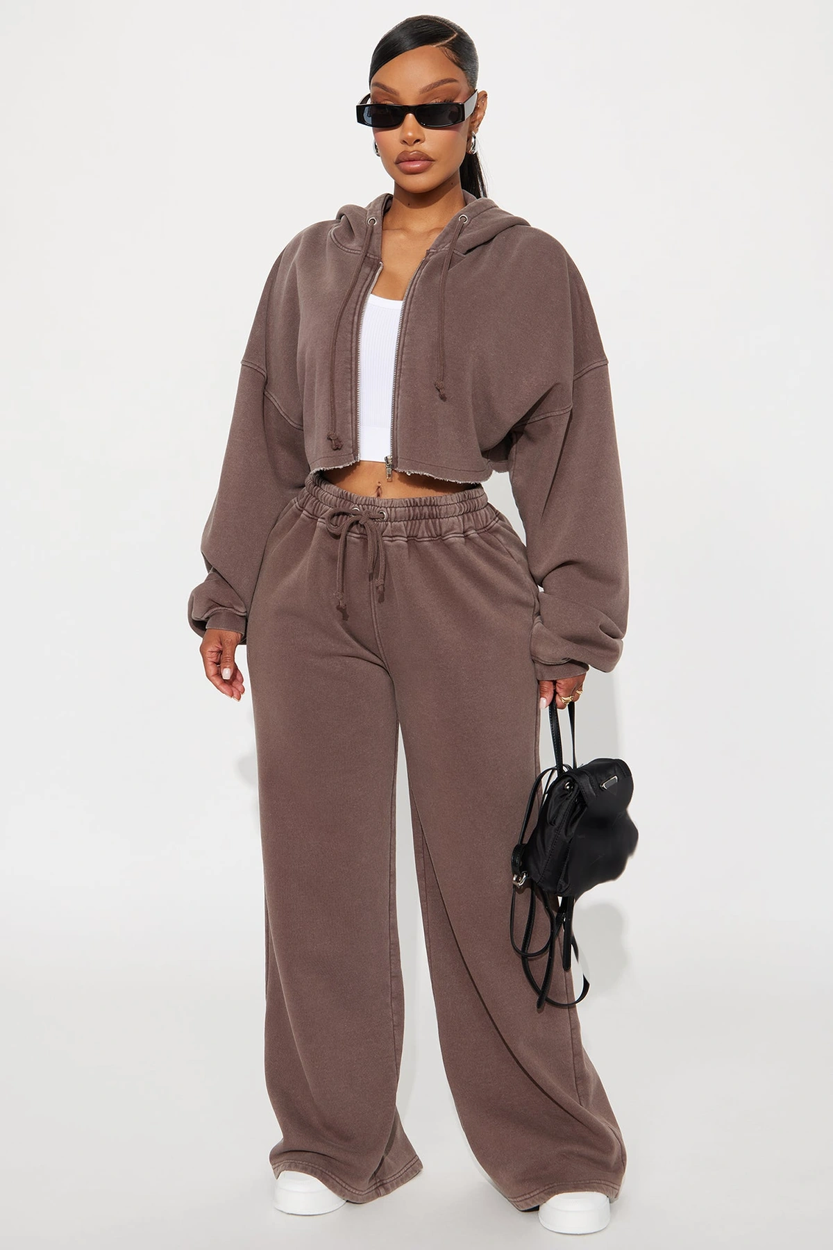 On The Go Fleece Pant Set - Chocolate — Chocolate