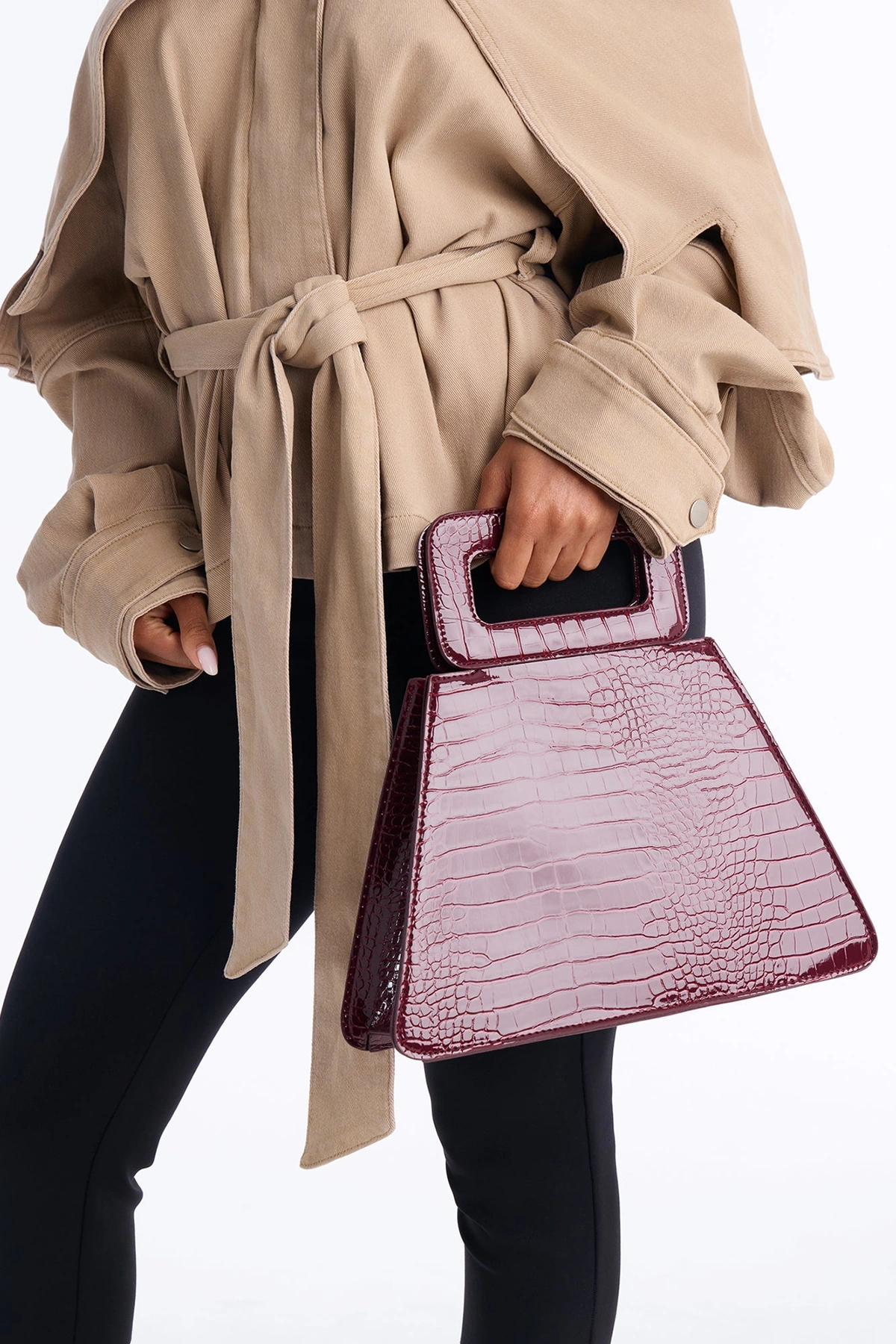 Peak Appeal Faux Leather Satchel Handbag - Burgundy — Bordô