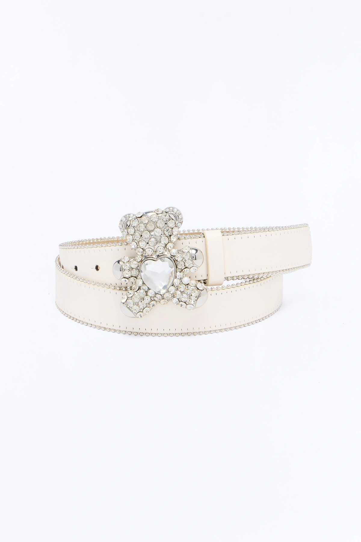 Bear Love Faux Leather Belt - Ivory — Marfim