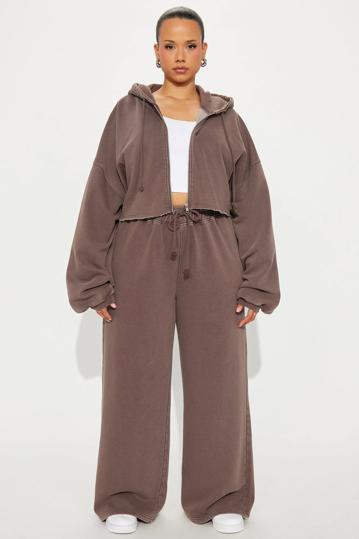 On The Go Fleece Pant Set - Chocolate — Chocolate