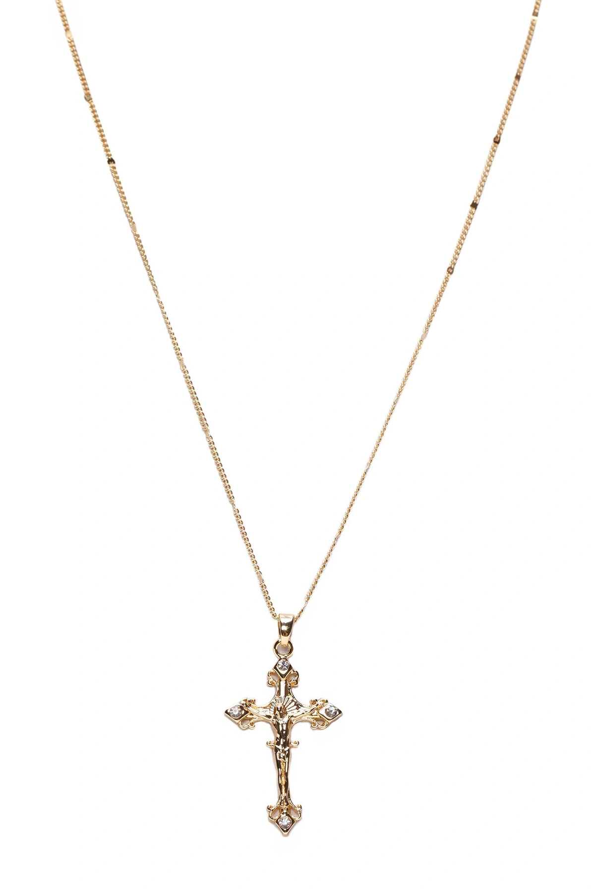 14K Gold Plated Cross Necklace - Gold — Dourado