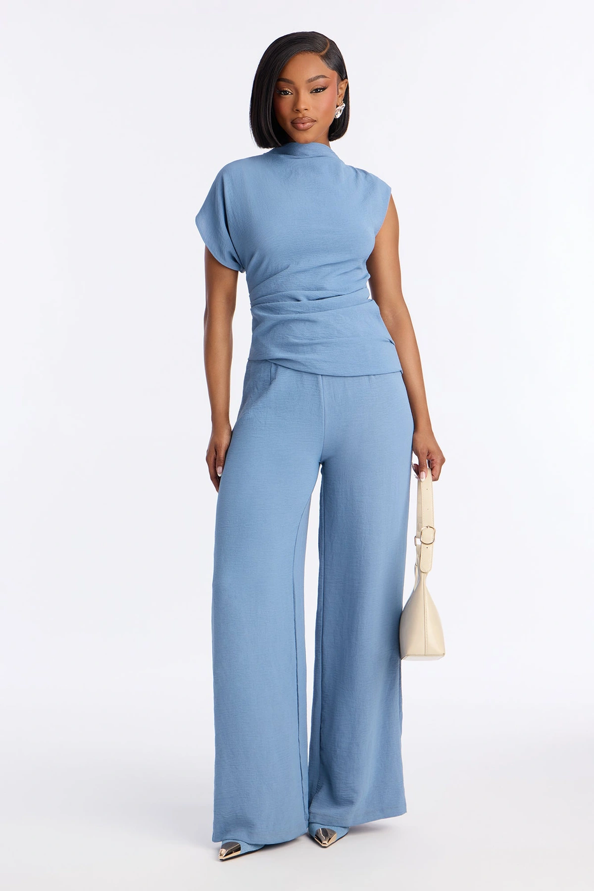 Best Influence High Neck Jumpsuit - Slate Blue — Slate Azul