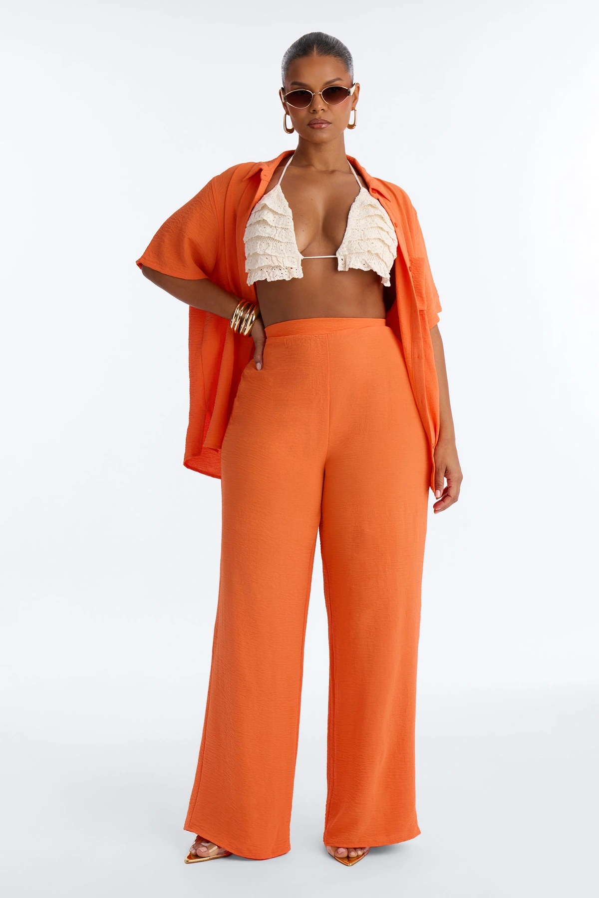 Makenzie Short Sleeve Pant Set - Orange — Laranja