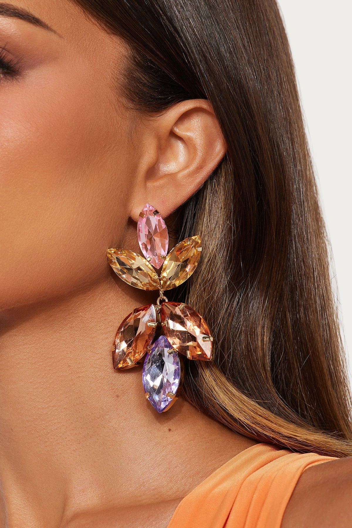 True Paradise Jeweled Drop Earrings - Gold — Dourado