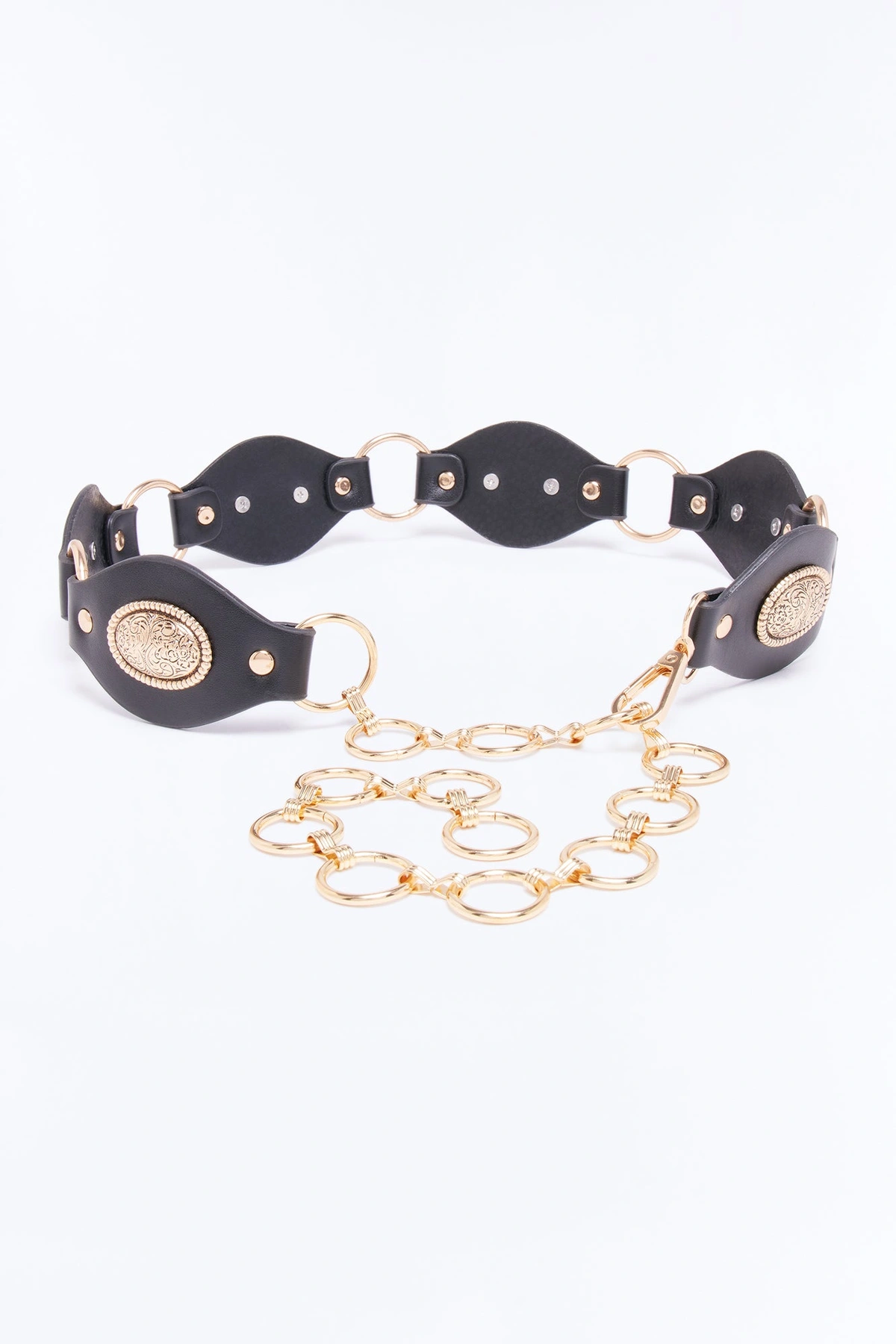 At My Waist O-Ring Chain Belt - Black — Preto