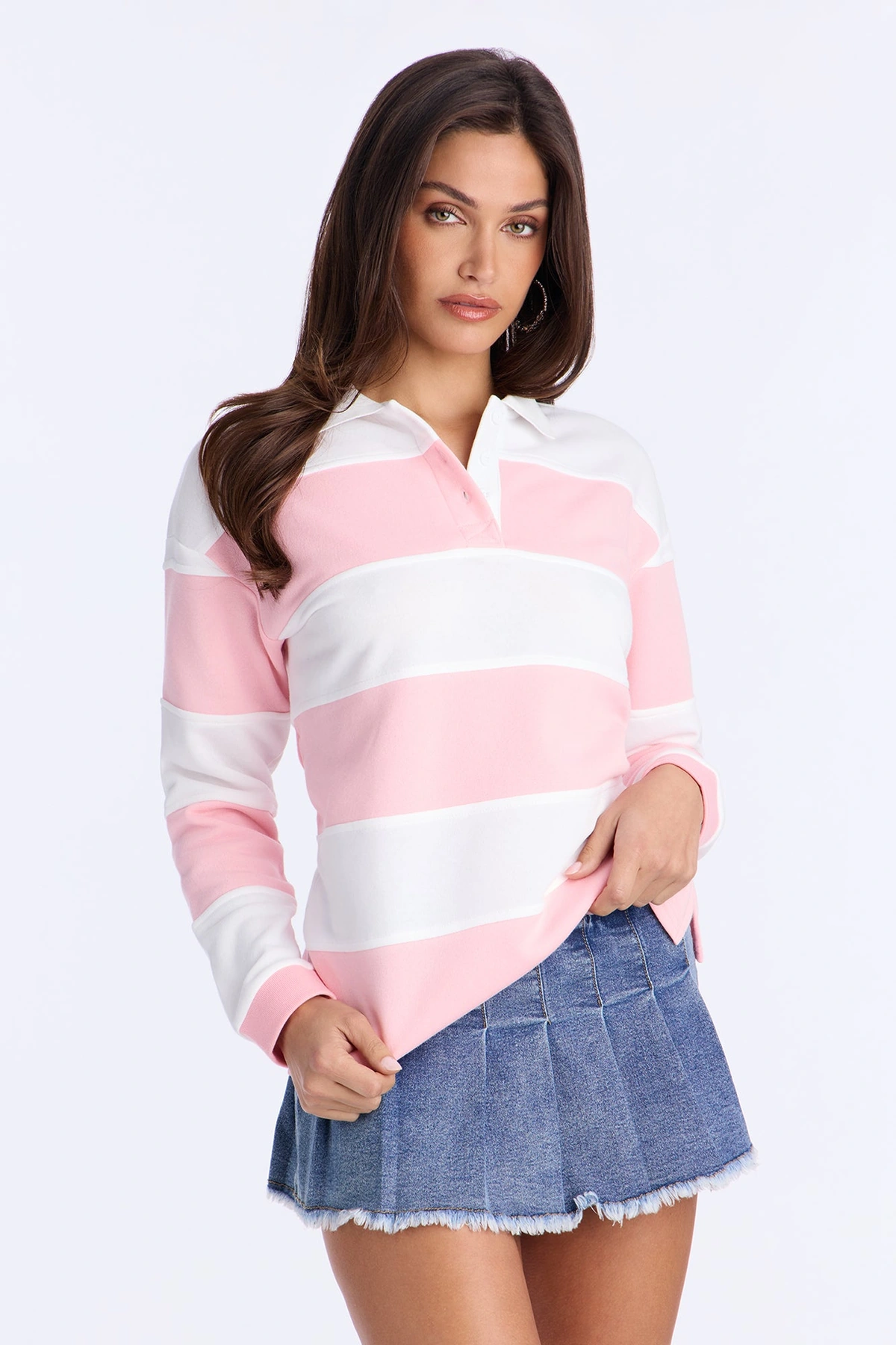 Katie Rugby Striped Polo - Pink/combo — Rosa/combinação