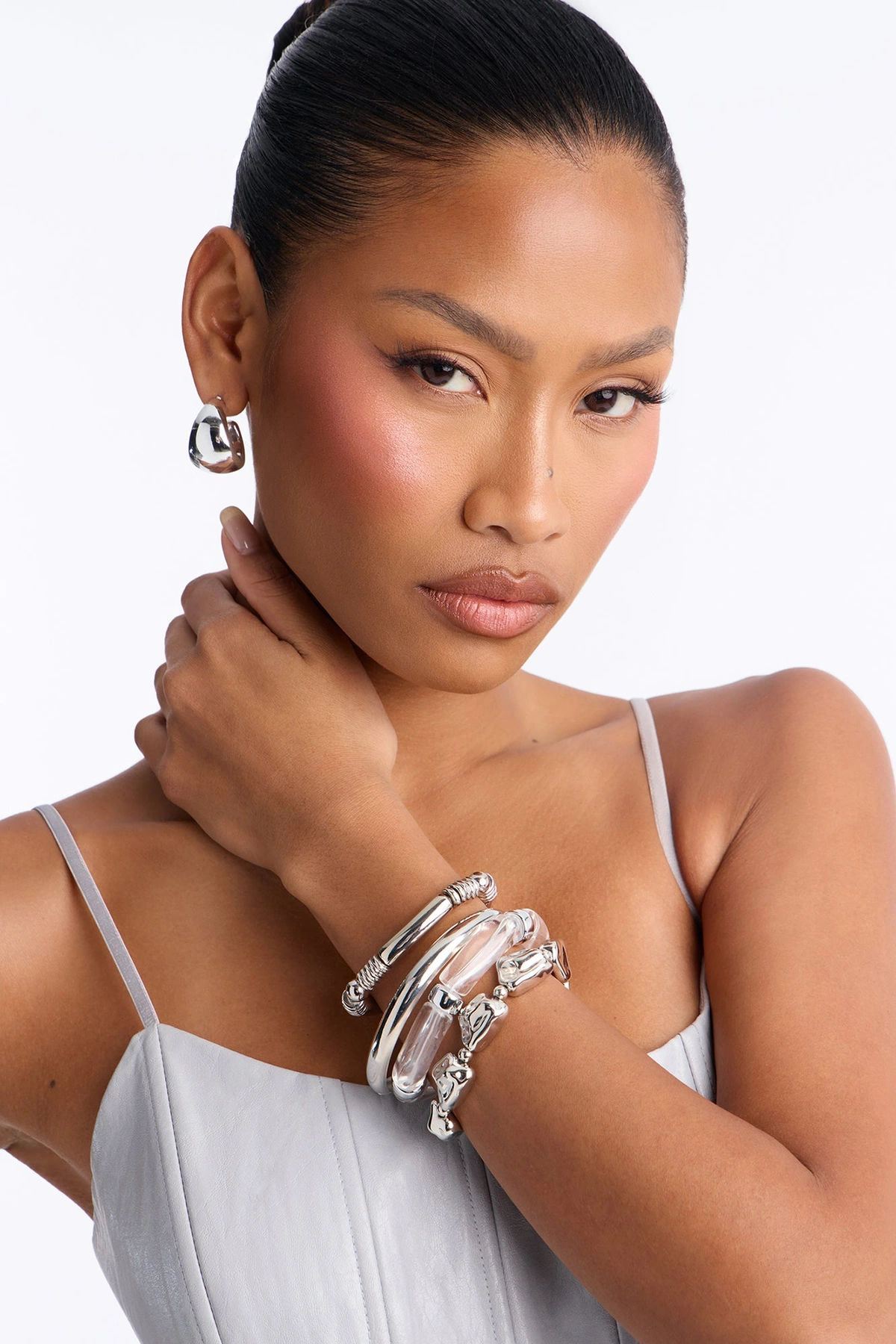 Jet Set 4 Piece Bracelet Set - Clear/Silver — Clear/Prateado