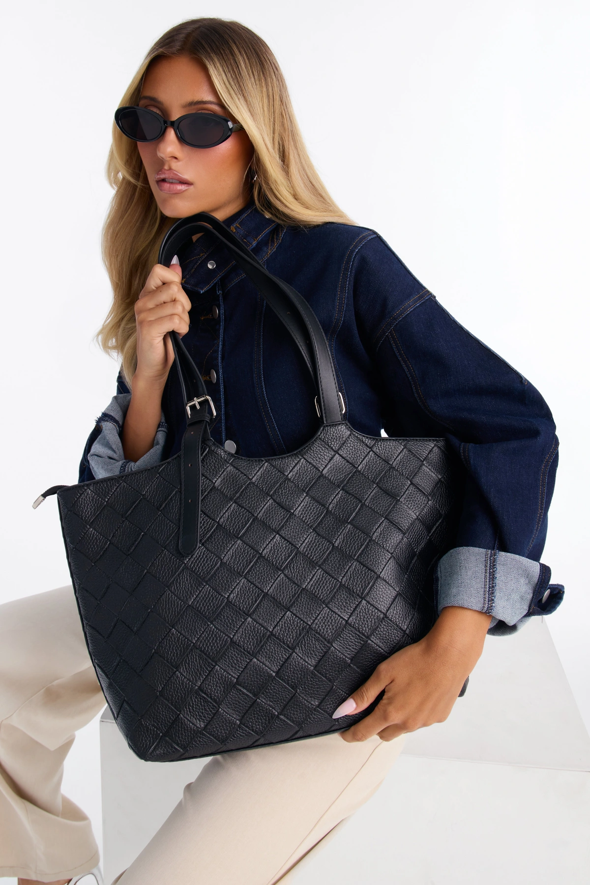 Toteally Together Faux Leather 3 Piece Tote Handbag Set - Black — Preto