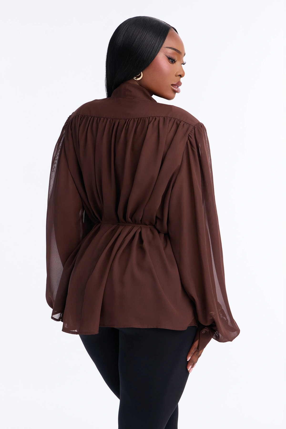 Soft Intentions Chiffon Blouse - Chocolate — Chocolate