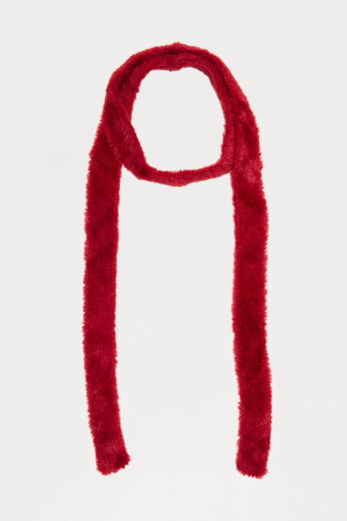 Autumn Time Faux Fur Skinny Scarf - Burgundy — Bordô