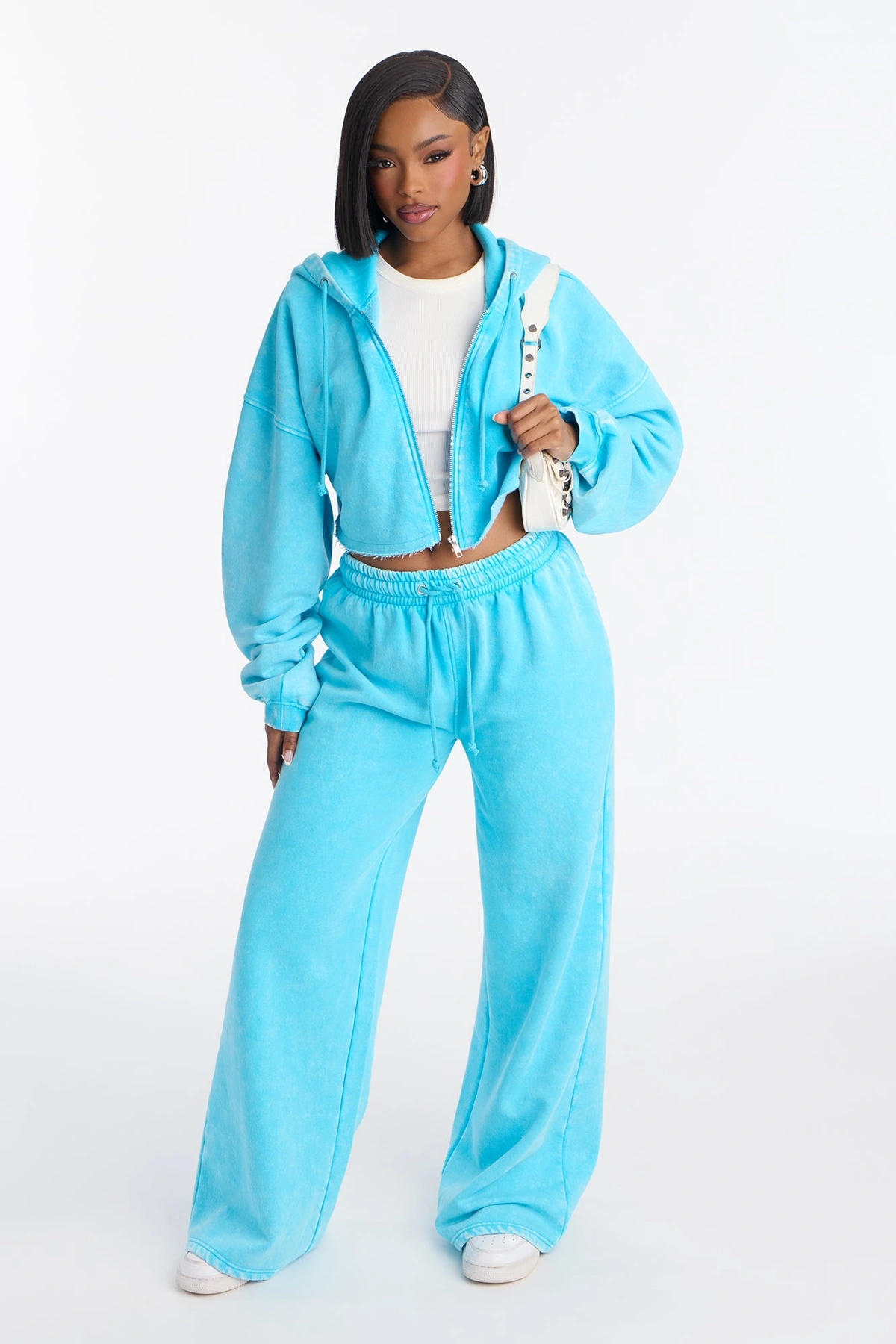 On The Go Fleece Pant Set - Aqua — Aqua