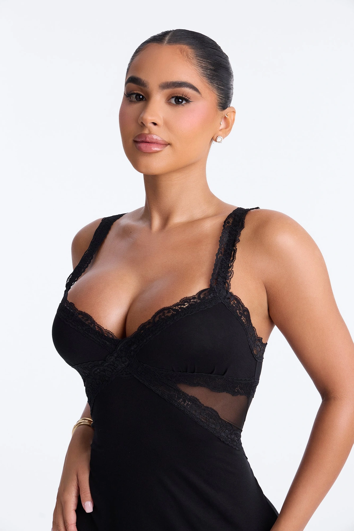 Cameron Lace Trim Babydoll - Black — Preto