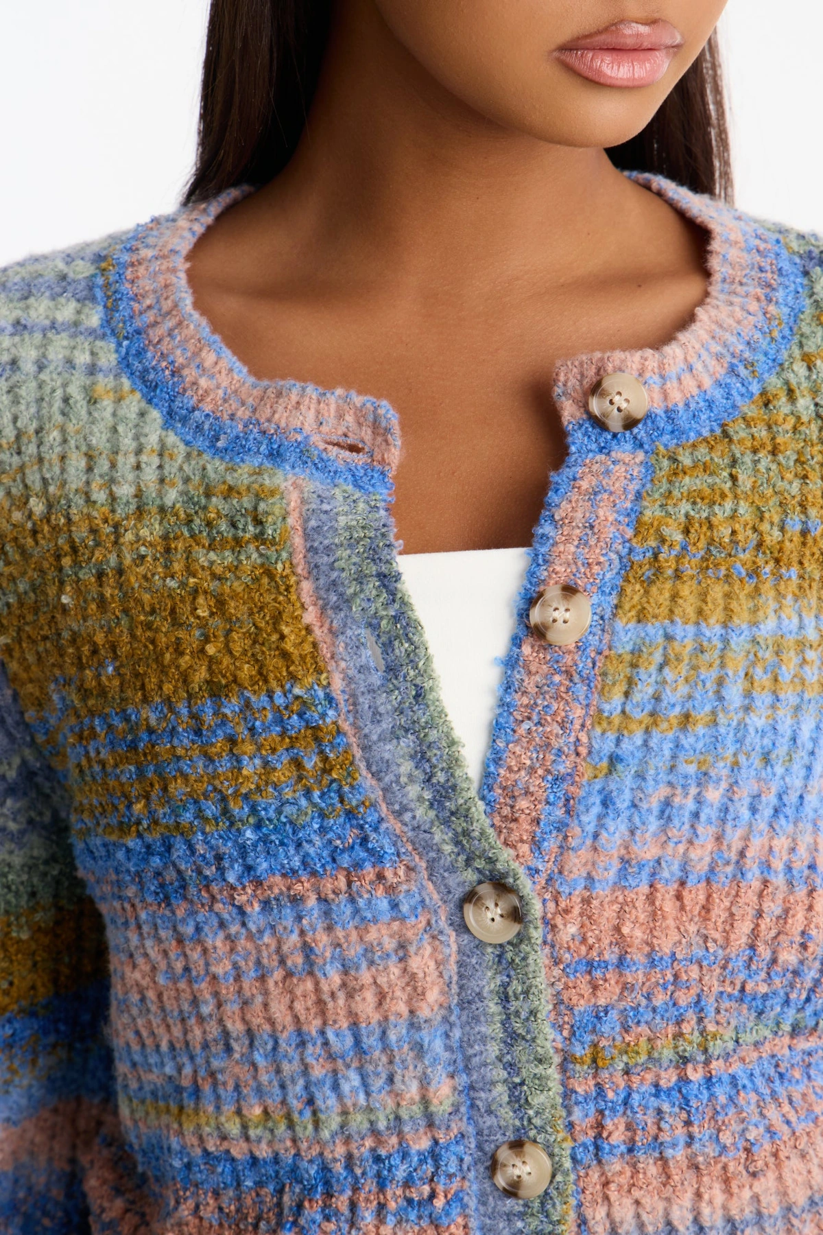 Amber Dusk Multi Stripe Cardigan - Multi Color — Multicolor