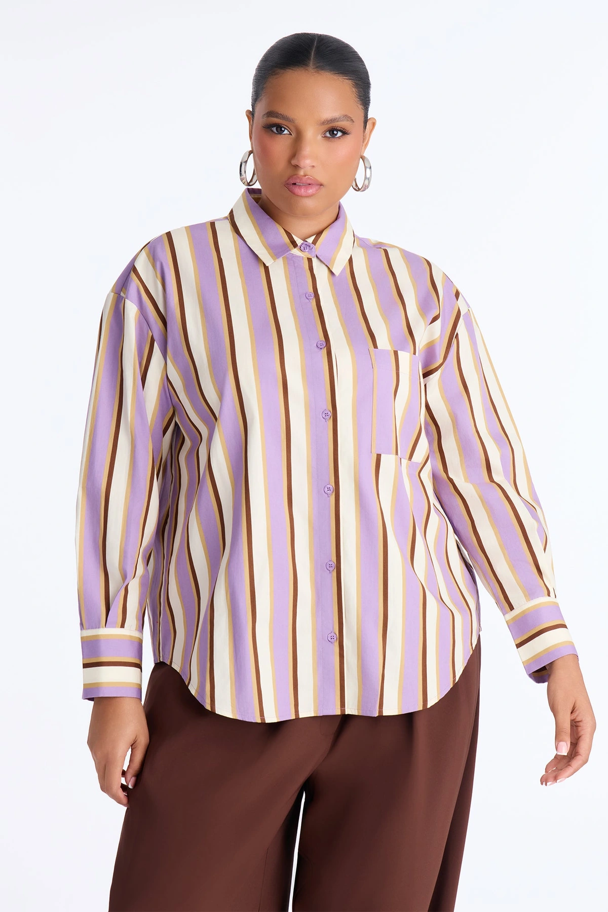 I'm The Main Topic Striped Shirt - Purple/combo — Roxo/combinação