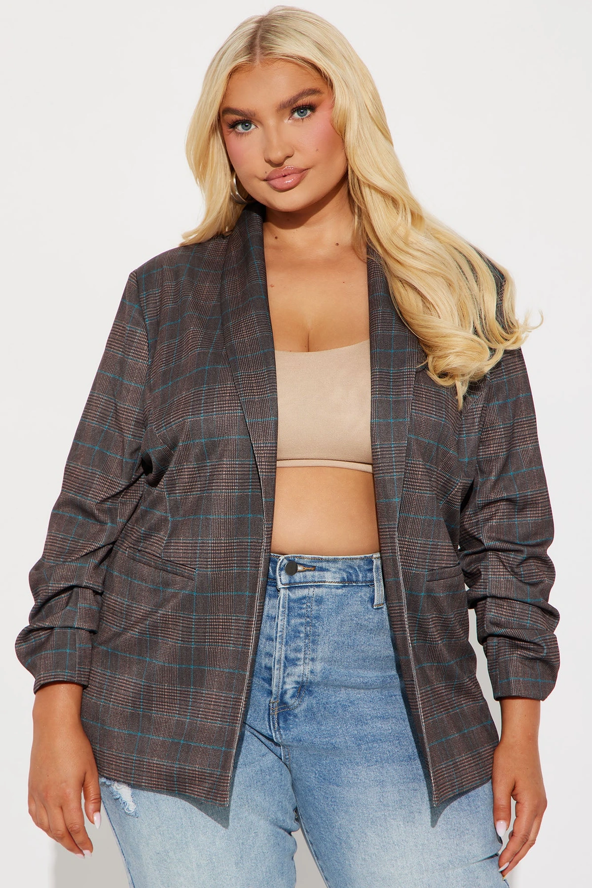 Celine Plaid Blazer - Brown/combo — Castanho/combinação