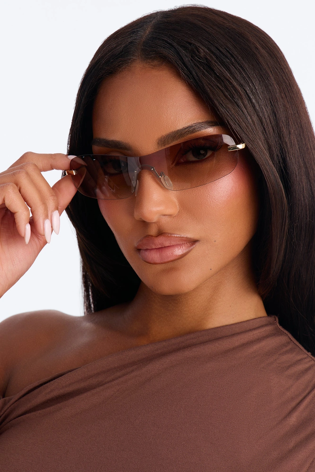 Baddie In Da Club Sunglasses - Brown — Castanho