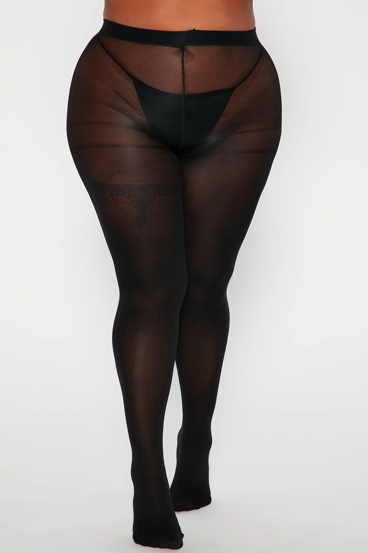 Take A Look Sheer Basic Tights - Black — Preto