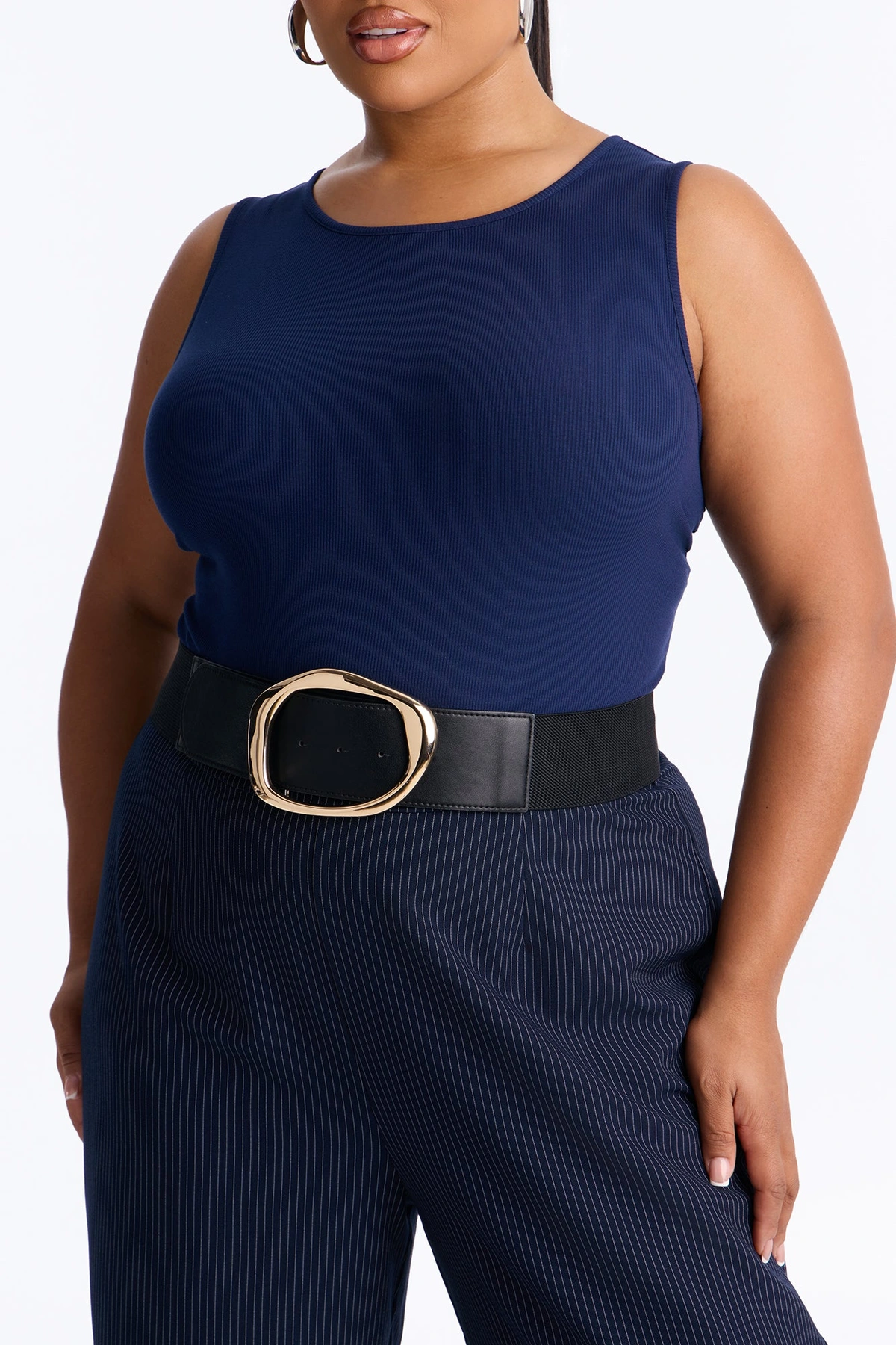 No Circling Back Wide Elastic Belt - Black — Preto