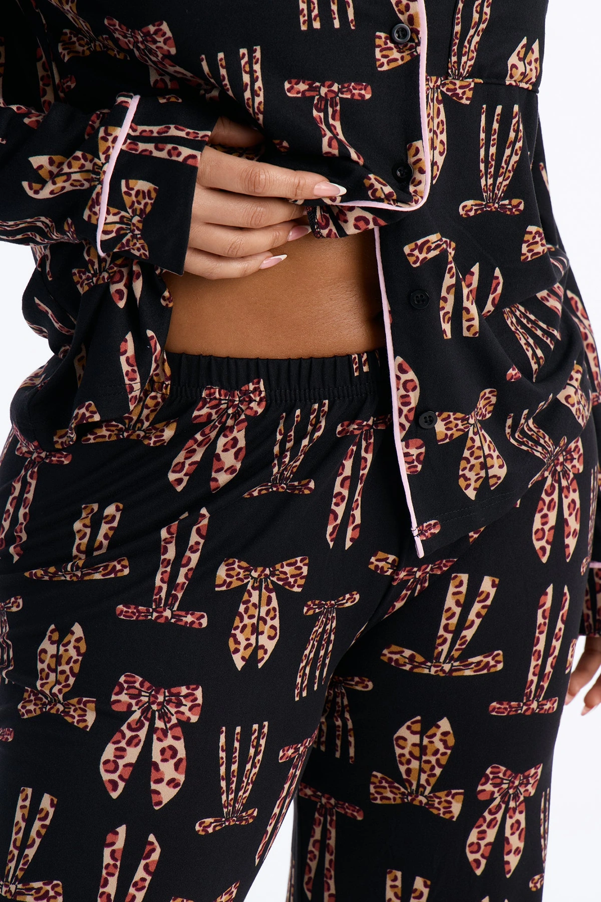 Wild & Chic PJ Pant Set - Black/combo — Preto/combinação