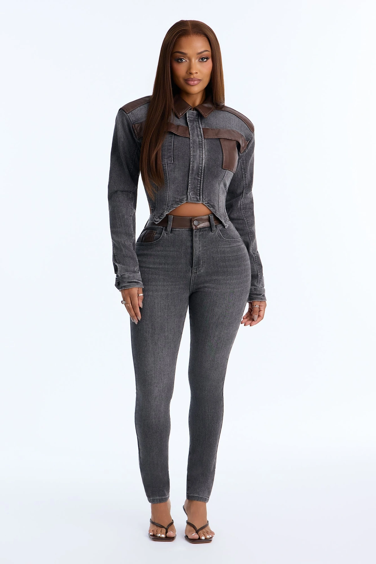 Power Stance High Rise Skinny Jeans - Grey — Cinzento