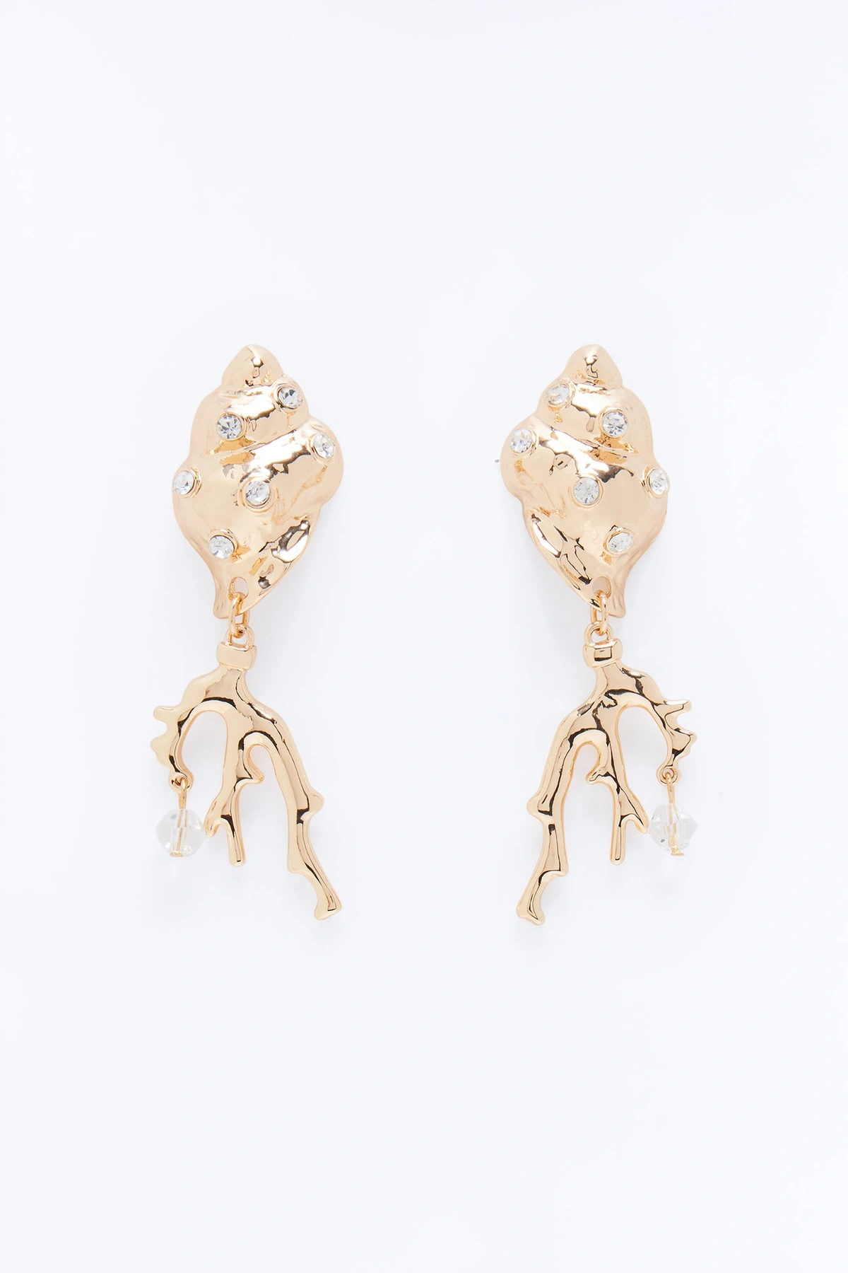 Shoreline Roots Rhinestone Earrings - Gold — Dourado