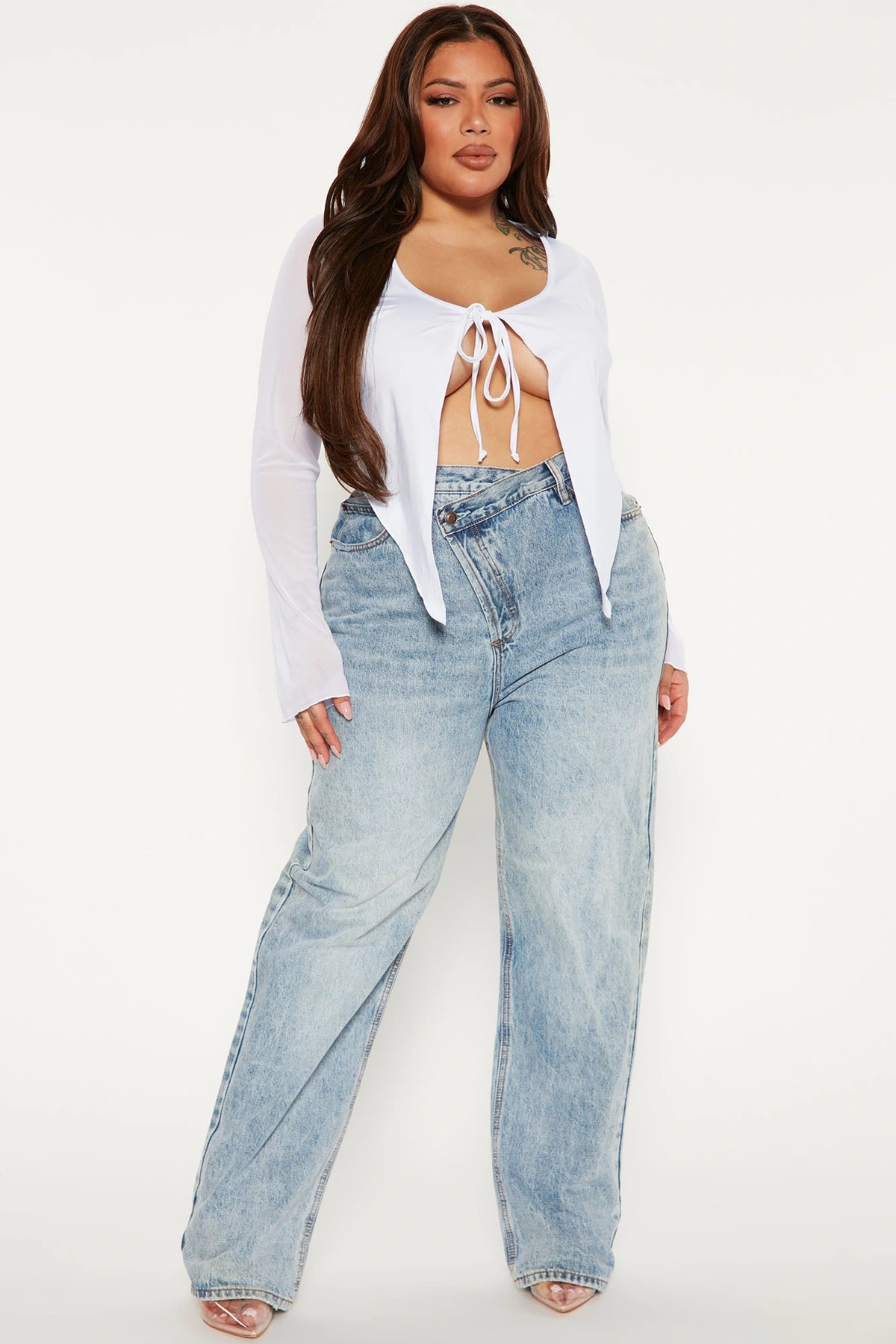 Crossover Straight Leg Jeans - Light Blue Wash — claro Azul lavagem
